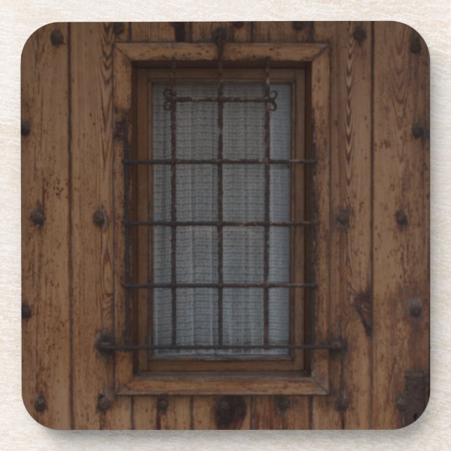 Old Brown Knotty Wooden Door Drink Coaster (Front)