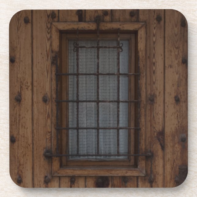 Old Brown Knotty Wooden Door Drink Coaster (Front)