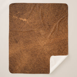 Old brown leather sherpa blanket