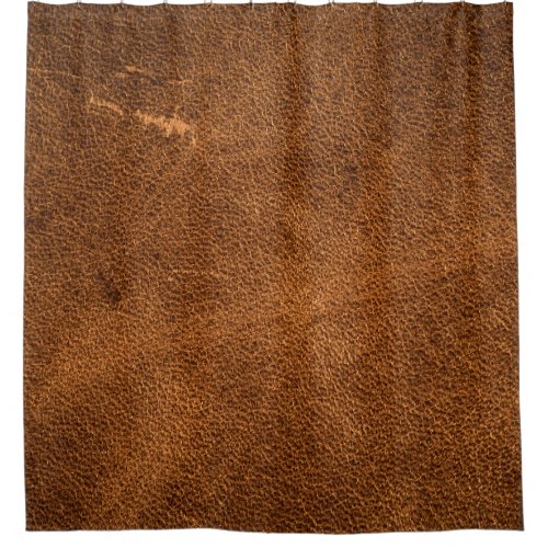 Old brown leather shower curtain