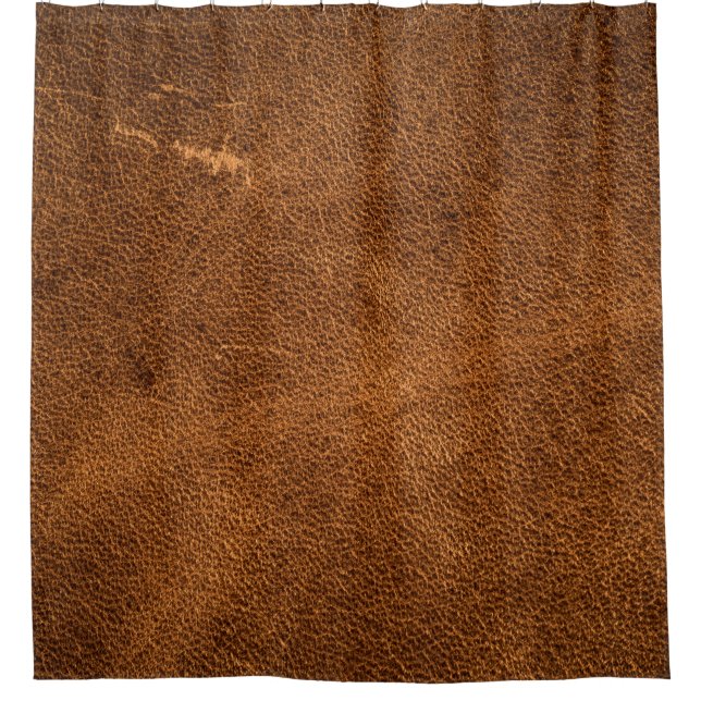 Old brown leather shower curtain (Front)