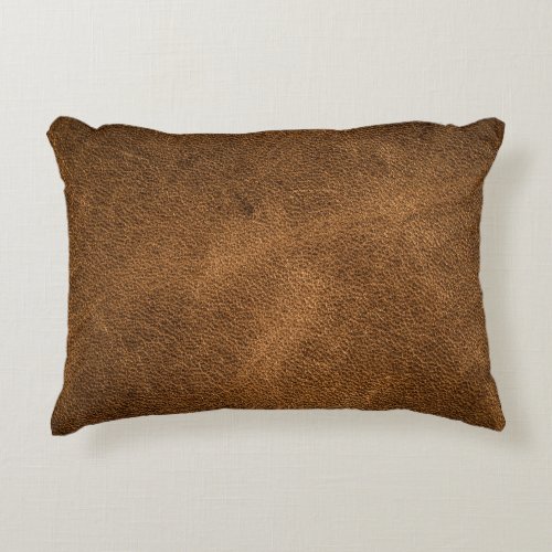 Old Brown Leather Textured Background Accent Pillow