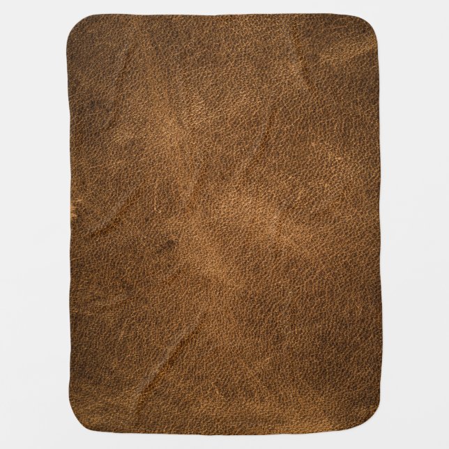 Old Brown Leather: Textured Background Baby Blanket (Front)