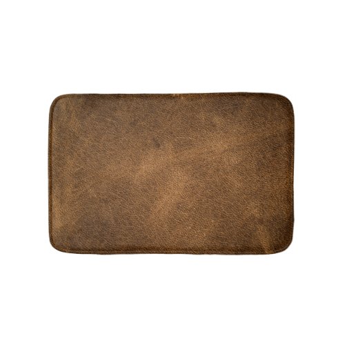 Old Brown Leather Textured Background Bath Mat