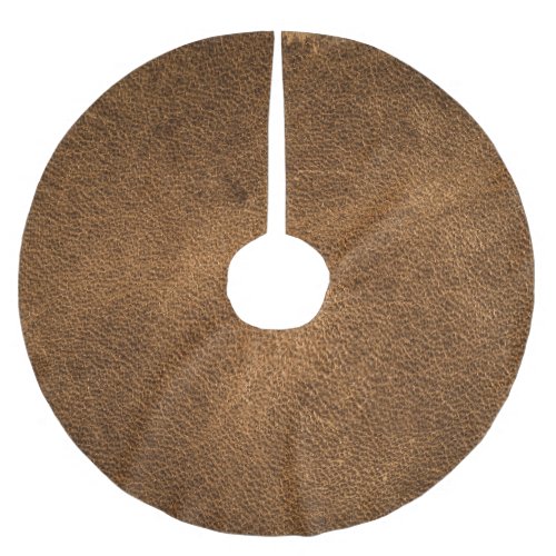 Old Brown Leather Textured Background Brushed Polyester Tree Skirt