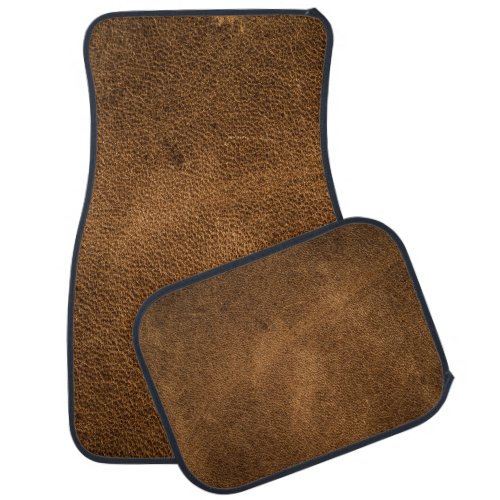 Old Brown Leather Textured Background Car Floor Mat