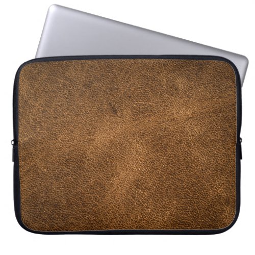 Old Brown Leather Textured Background Laptop Sleeve