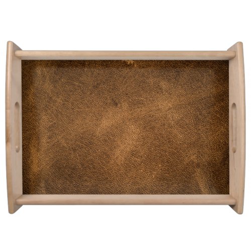Old Brown Leather Textured Background Serving Tray