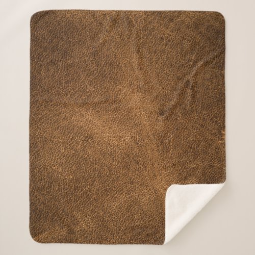 Old Brown Leather Textured Background Sherpa Blanket