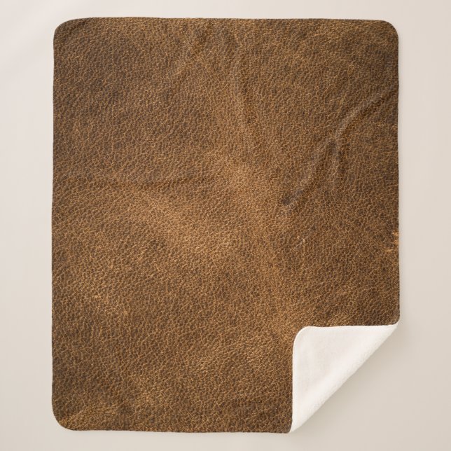 Old Brown Leather: Textured Background Sherpa Blanket (Front)