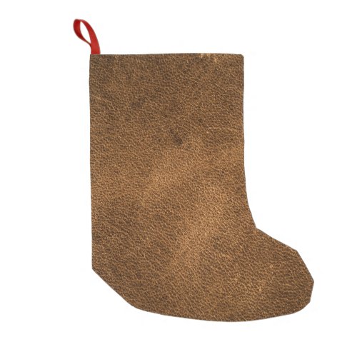 Old Brown Leather Textured Background Small Christmas Stocking