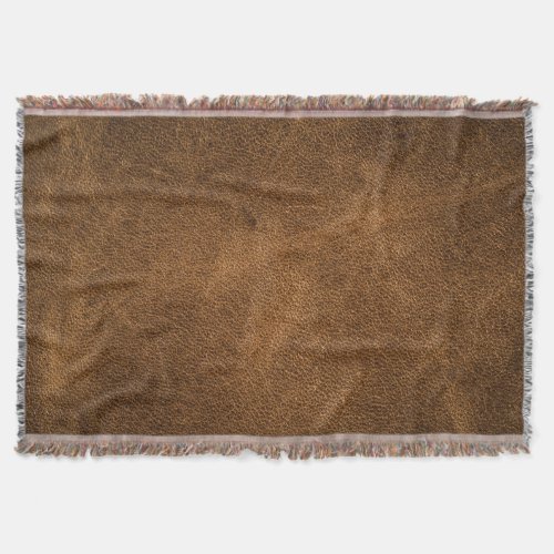 Old Brown Leather Textured Background Throw Blanket