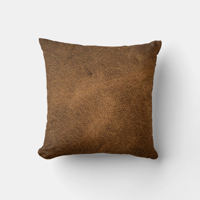 Old Brown Leather: Textured Background Throw Pillow (Front)