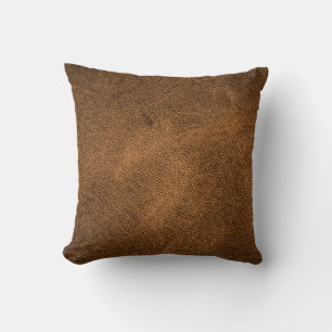 Old Brown Leather: Textured Background Throw Pillow