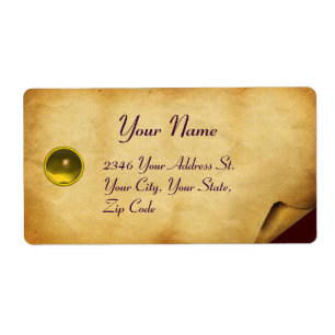 OLD BROWN PARCHMENT,GEM STONE LABEL