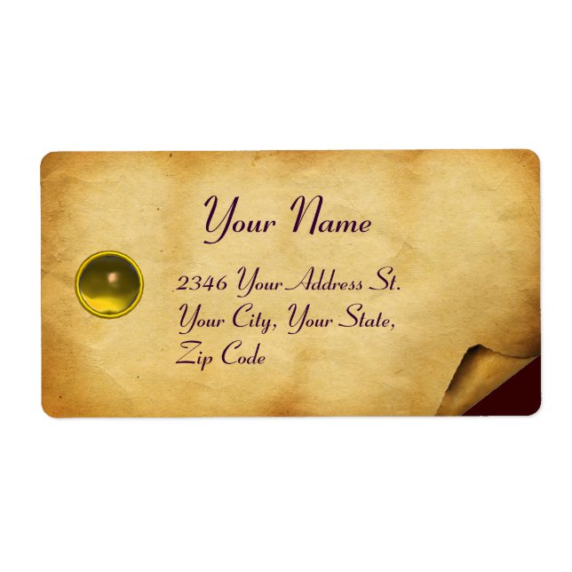 OLD BROWN PARCHMENT,GEM STONE LABEL (Front)