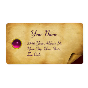 OLD BROWN PARCHMENT,GEM STONE LABEL