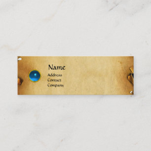 OLD BROWN PARCHMENT, GEM STONE, MONOGRAM blue Mini Business Card