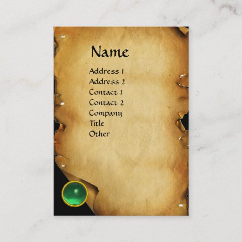 OLD BROWN PARCHMENT GEM STONE MONOGRAM BUSINESS CARD