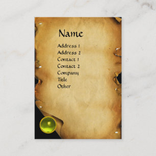 OLD BROWN PARCHMENT, GEM STONE, MONOGRAM BUSINESS CARD
