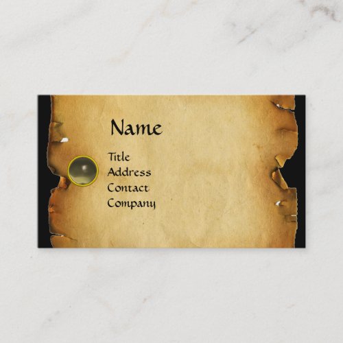 OLD BROWN PARCHMENT GEM STONE MONOGRAM grey Business Card