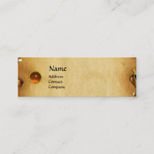OLD BROWN PARCHMENT, GEM STONE, MONOGRAM orange Mini Business Card