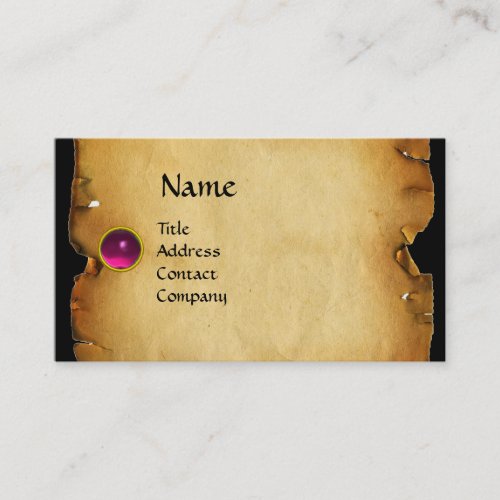 OLD BROWN PARCHMENT GEM STONE MONOGRAM pink Business Card