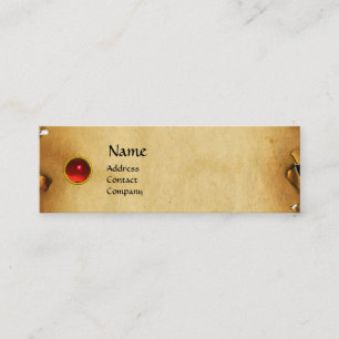 OLD BROWN PARCHMENT, GEM STONE, MONOGRAM red Mini Business Card