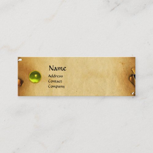 OLD BROWN PARCHMENT GEM STONE MONOGRAM yellow Mini Business Card