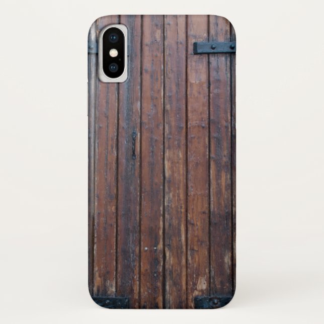 Old Brown Wood Doors With Black Iron Supports Case-Mate iPhone Case (Back)