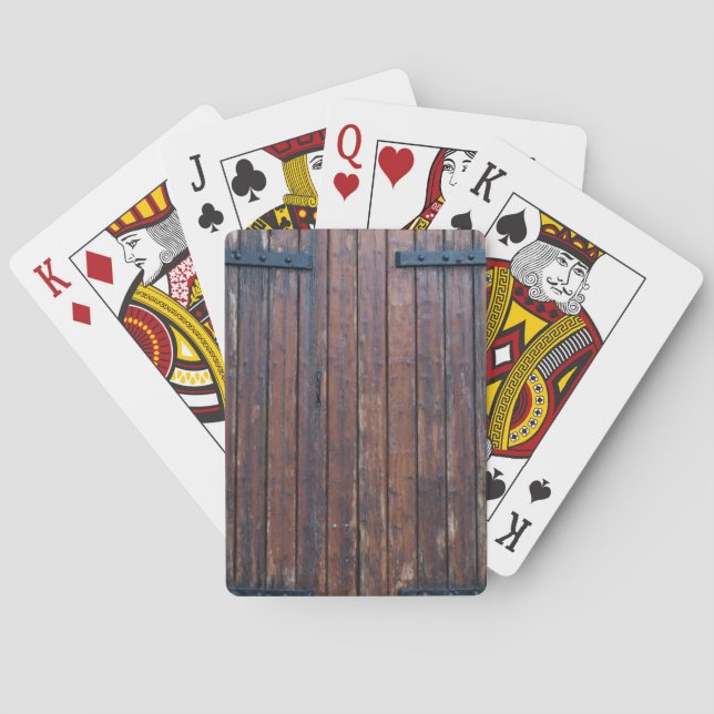 Old Brown Wood Doors With Black Iron Supports Poker Cards (Back)