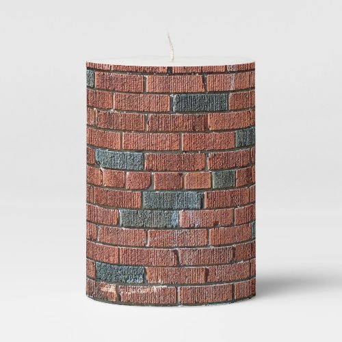 Old BrownishReddish Brick Wall Pillar Candle