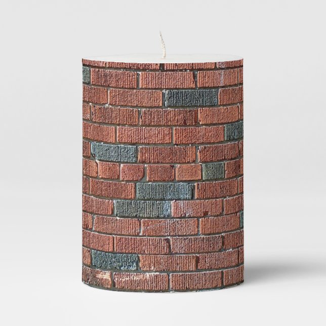 Old Brownish/Reddish Brick Wall Pillar Candle (Front)