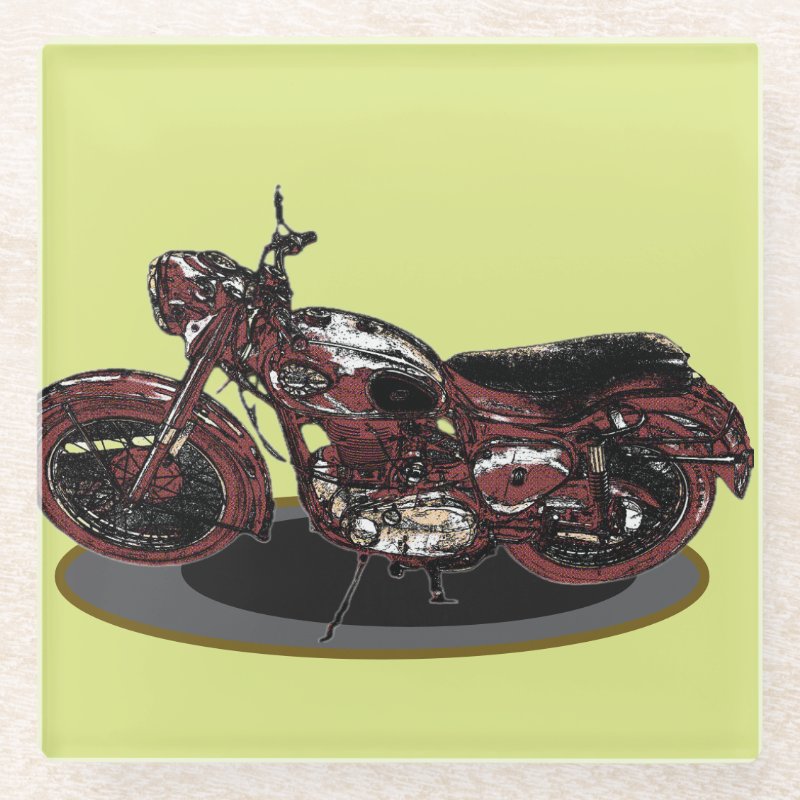 Old BSA Motorbike  Glass Coaster
