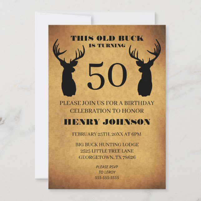 Old Buck 50th Birthday Party Invitation (Front)