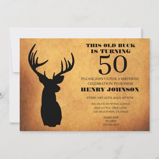 Old Buck 50th Birthday Party Invitation (Front)