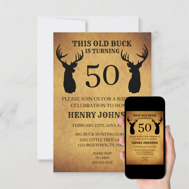 Old Buck 50th Birthday Party Invitation Zazzle