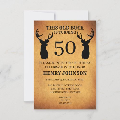 Old Buck 50th Birthday Party Invitation