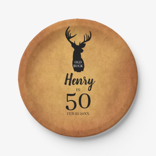 Old Buck 50th Birthday Party Paper Plates