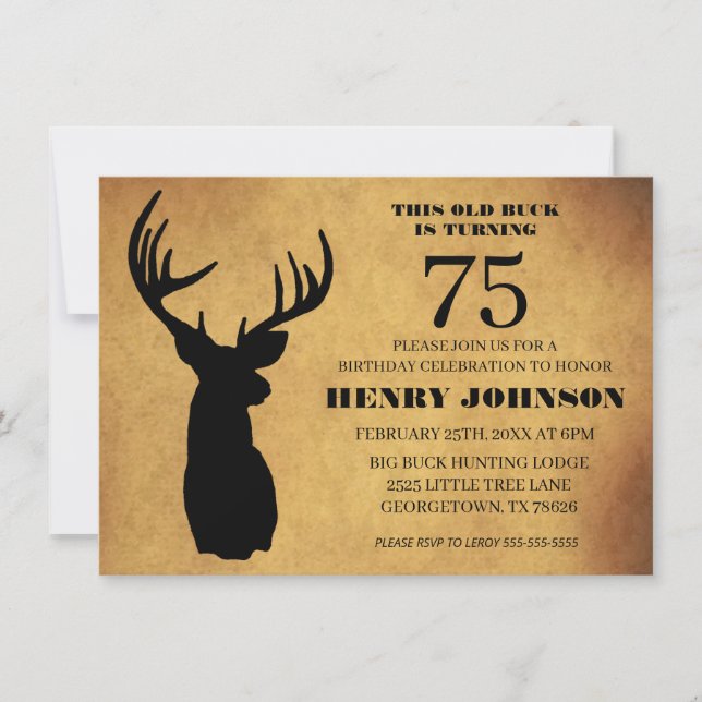 Old Buck 75th Birthday Party Invitation (Front)