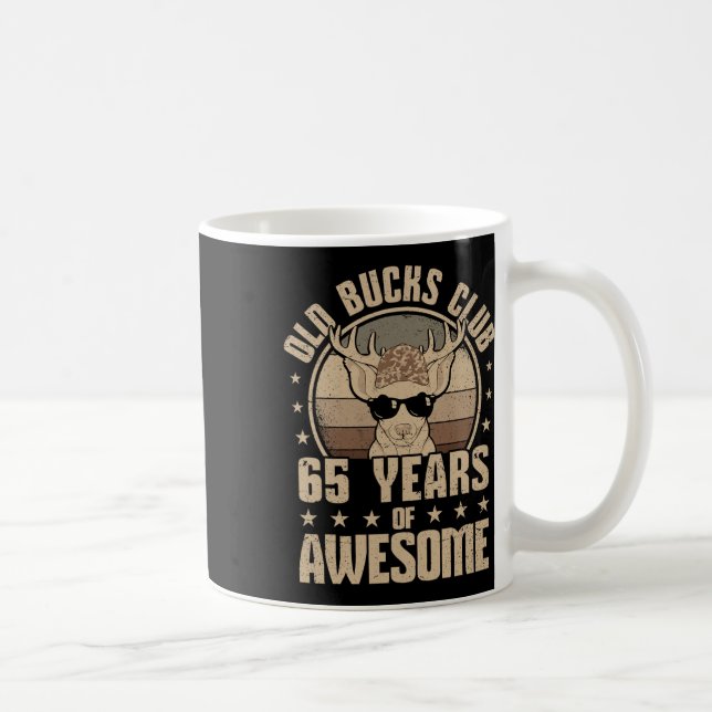 Old Bucks Club 65 Years Of Awesome Hunter 65th Bir Coffee Mug (Right)