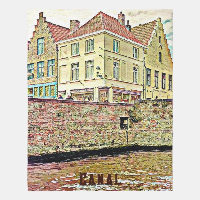 Old Building Canal Side Sunshine Evening Light  Outdoor Rug (Front (Vertical))