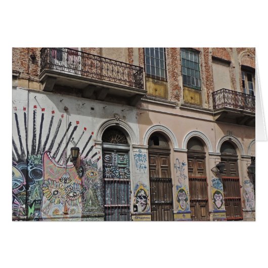 Old Building with Balconies Graffiti & Doors (Front Horizontal)