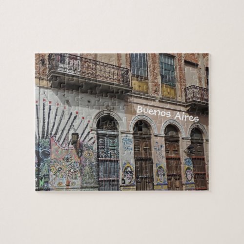 Old Building with Balconies Graffiti  Doors Jigsaw Puzzle