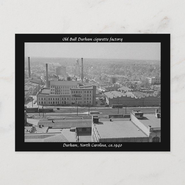 Old Bull Durham cigarette factory Postcard (Front)