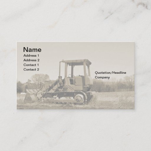 Customizable old bulldozer business card template