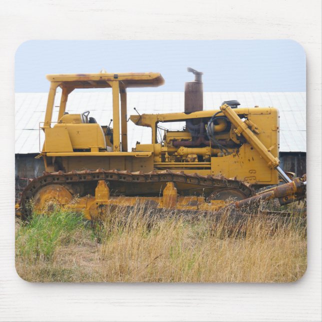 Old Bulldozer Sitting In A Field Mouse Pad (Front)