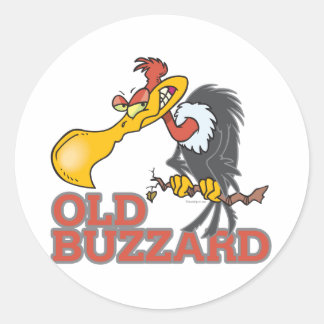 old buzzard funny cartoon character classic round sticker
