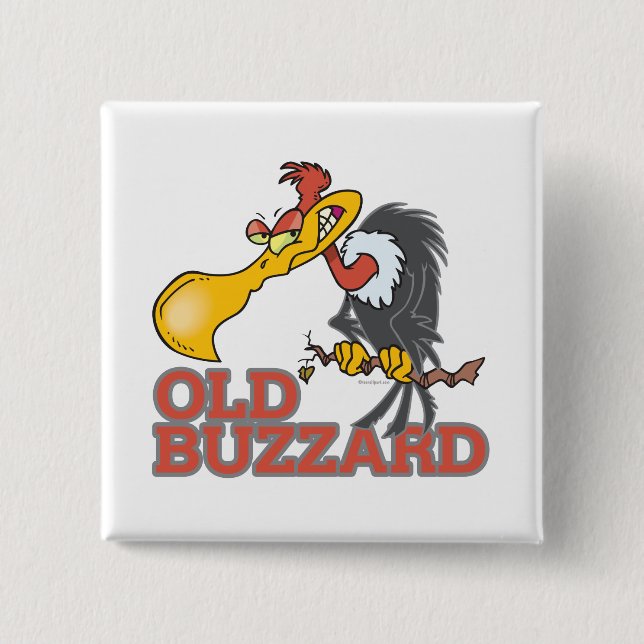 old buzzard funny cartoon character pinback button (Front)