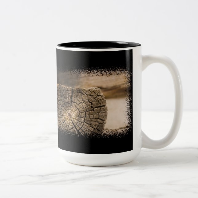 Old Cabin Textures 2 on Black Two-Tone Coffee Mug (Right)